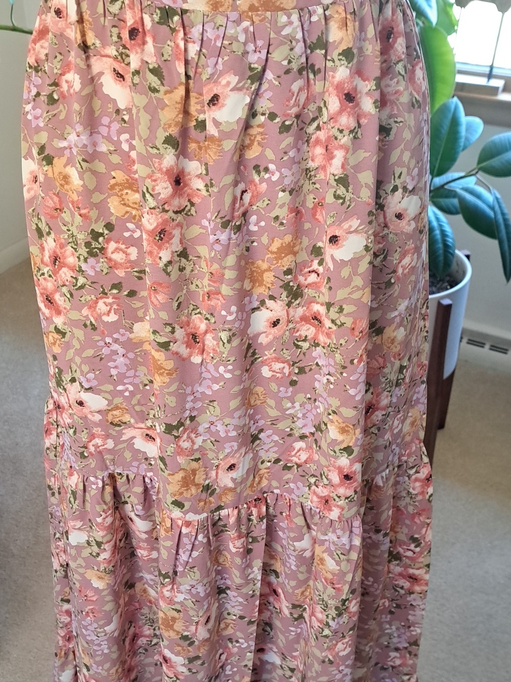 Inmod Floral Pink Maxi Dress with Puff Sleeves L Ptp 19" - Picture 3 of 8